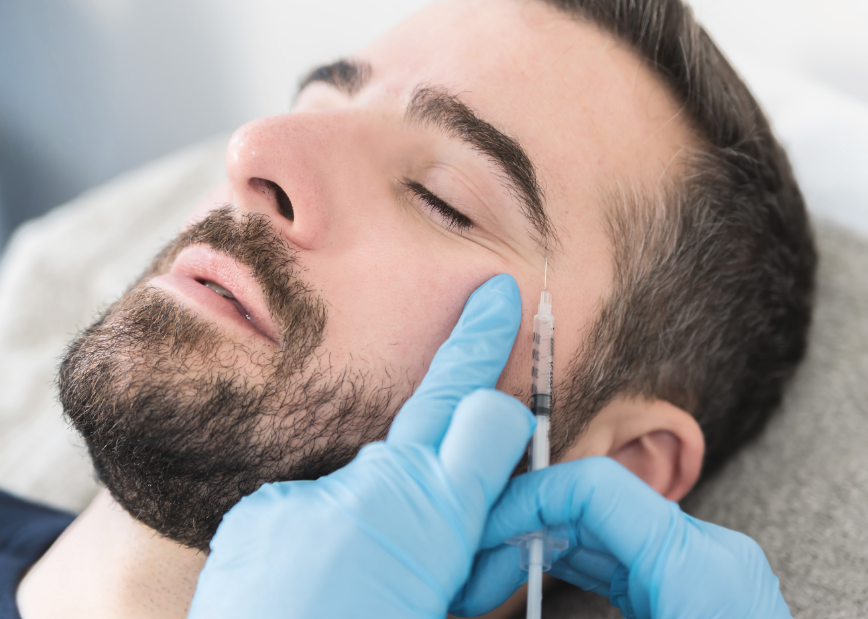 Man getting BOTOX on crow's feet